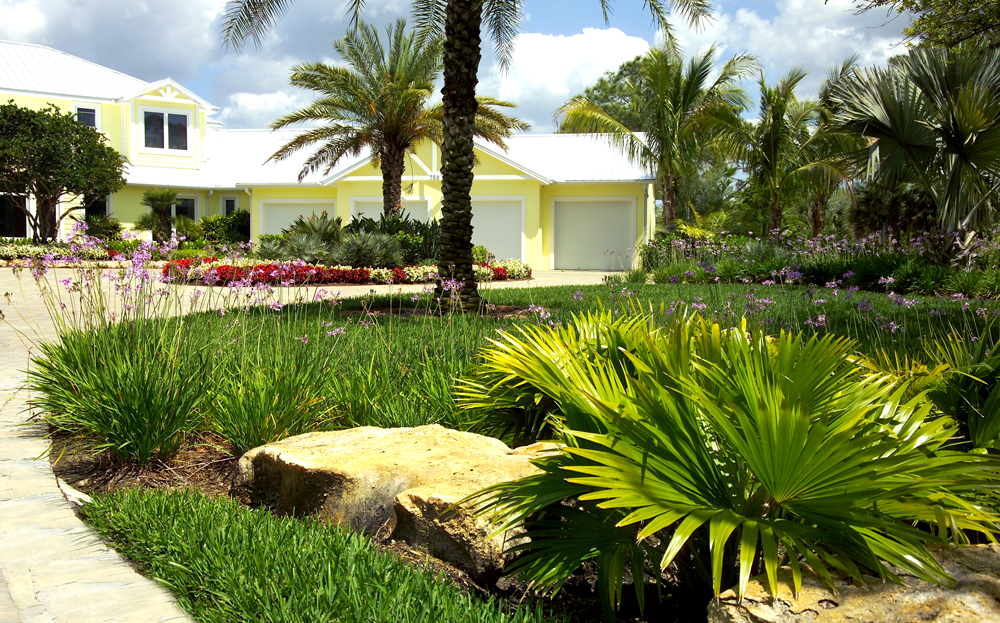Secluded residential landscape in Venice Florida created by ArtisTree.